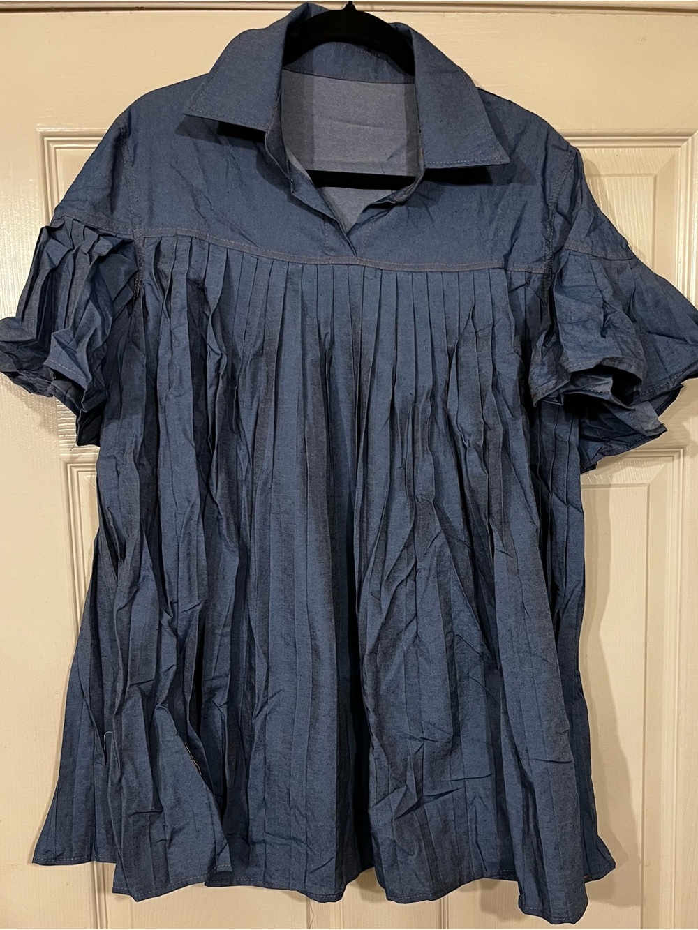 ❤️ 5 for $25❤️ NWOT Blue Ruffle Sleeve Dress - Picture 5 of 6